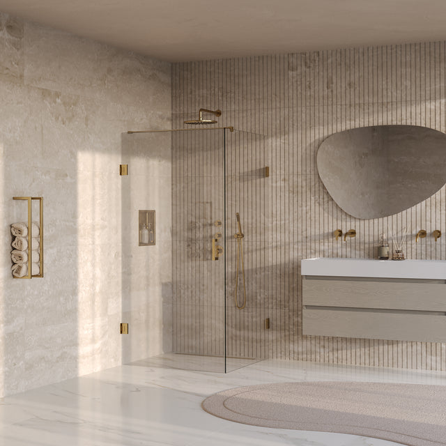 BRAUER Void douchecabine met draaideur helder glas 100x100x200 incl. glascoating PVD goud geborsteld GS-VOC1H100100200GG