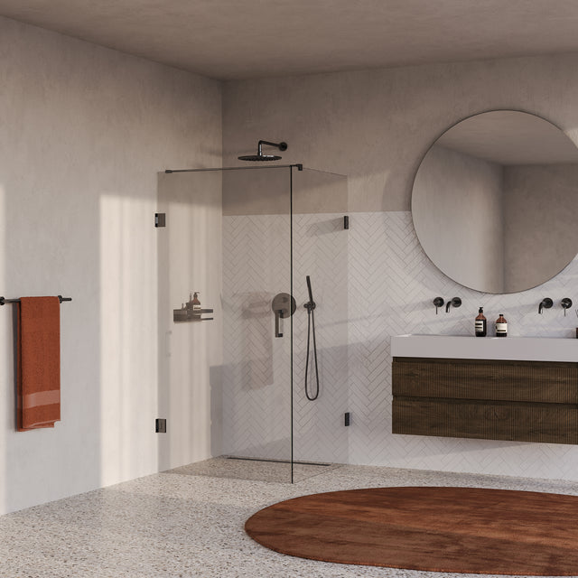 BRAUER Void douchecabine met draaideur helder glas 100x100x200 incl. glascoating PVD gunmetal geborsteld GS-VOC1H100100200GM