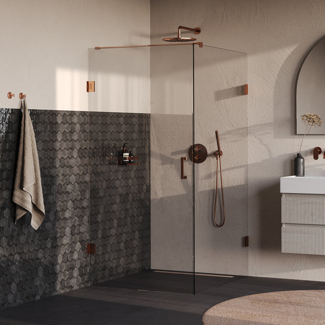 BRAUER Void douchecabine met draaideur helder glas 100x120x200 incl. glascoating PVD koper geborsteld GS-VOC1H100120200GK