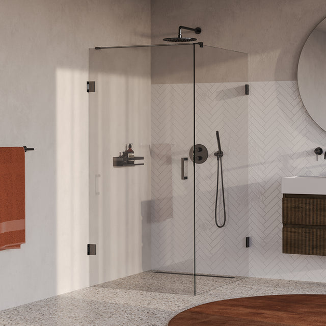 BRAUER Void douchecabine met draaideur helder glas 100x120x200 incl. glascoating PVD gunmetal geborsteld GS-VOC1H100120200GM
