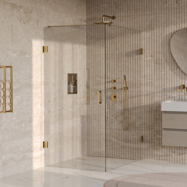 BRAUER Void douchecabine met draaideur helder glas 100x140x200 incl. glascoating PVD goud geborsteld GS-VOC1H100140200GG