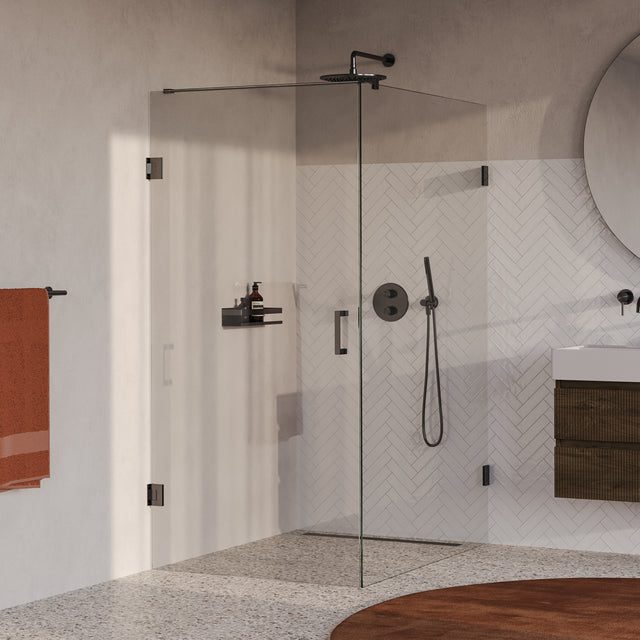 BRAUER Void douchecabine met draaideur helder glas 100x140x200 incl. glascoating PVD gunmetal geborsteld GS-VOC1H100140200GM