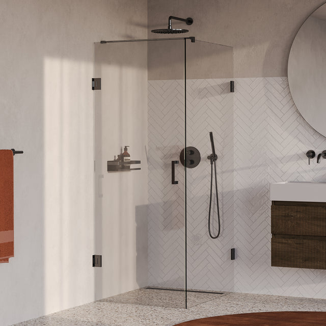 BRAUER Void douchecabine met draaideur helder glas 80x100x200 incl. glascoating PVD gunmetal geborsteld GS-VOC1H80100200GM