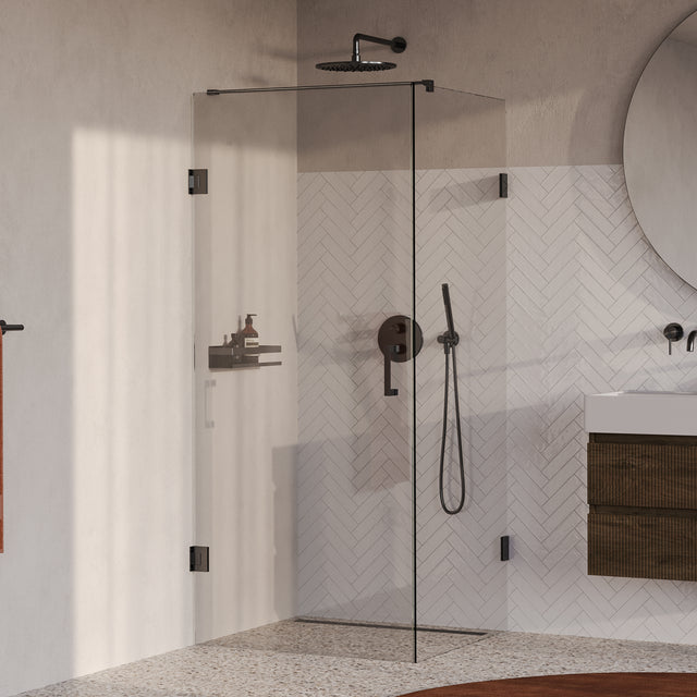 BRAUER Void douchecabine met draaideur helder glas 80x80x200 incl. glascoating PVD gunmetal geborsteld GS-VOC1H8080200GM