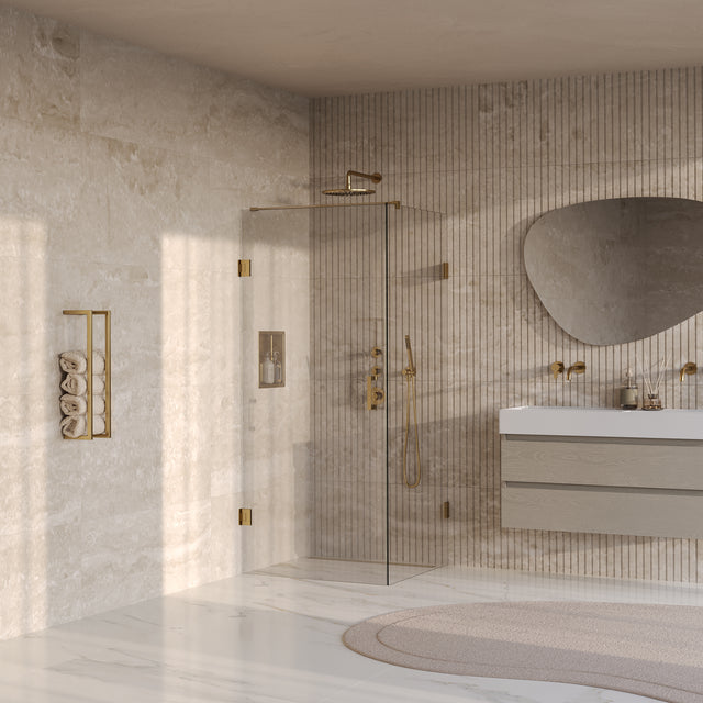 BRAUER Void douchecabine met draaideur helder glas 90x90x200 incl. glascoating PVD goud geborsteld GS-VOC1H9090200GG