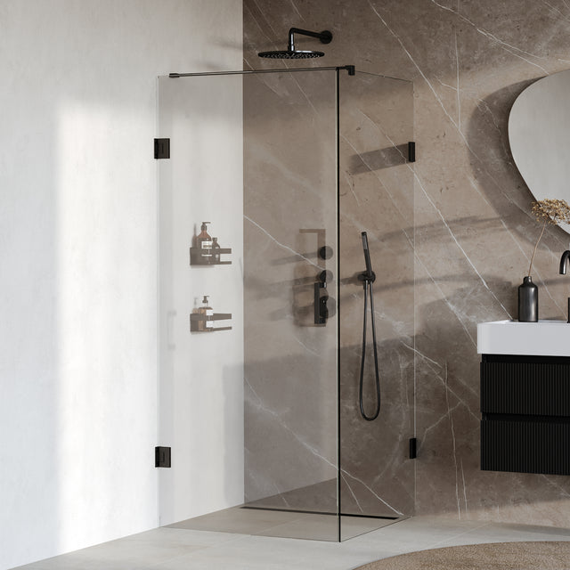 BRAUER Void douchecabine met draaideur helder glas 90x90x200 incl. glascoating mat zwart GS-VOC1H9090200MZ