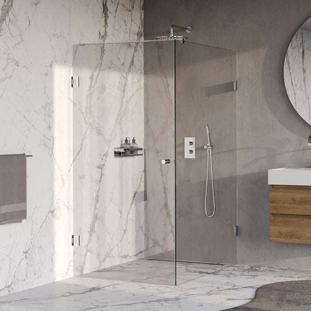 BRAUER Void Carving douchecabine met draaideur helder glas 100x140x200 incl. glascoating chroom GS-VOCC1H100140200CE