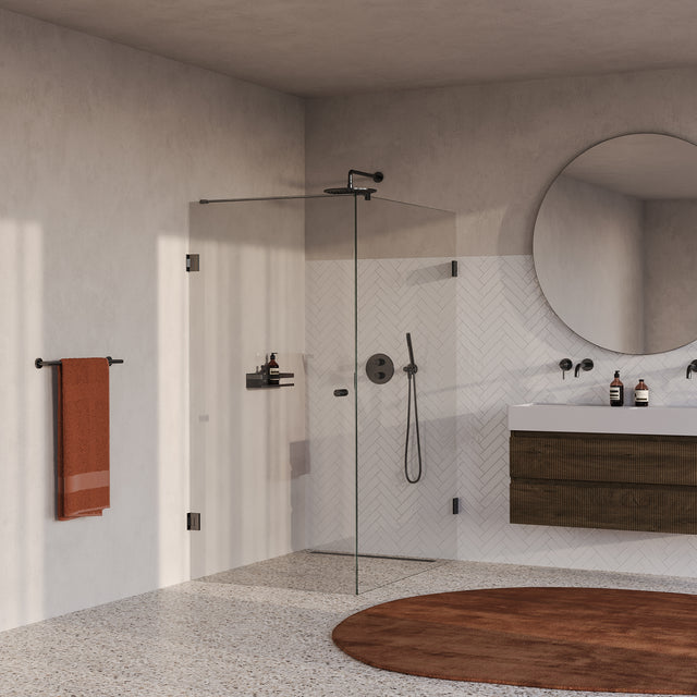 BRAUER Void Carving douchecabine met draaideur helder glas 100x140x200 incl. glascoating PVD gunmetal geborsteld GS-VOCC1H100140200GM