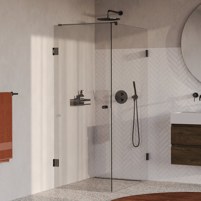 BRAUER Void Carving douchecabine met draaideur helder glas 80x120x200 incl. glascoating PVD gunmetal geborsteld GS-VOCC1H80120200GM