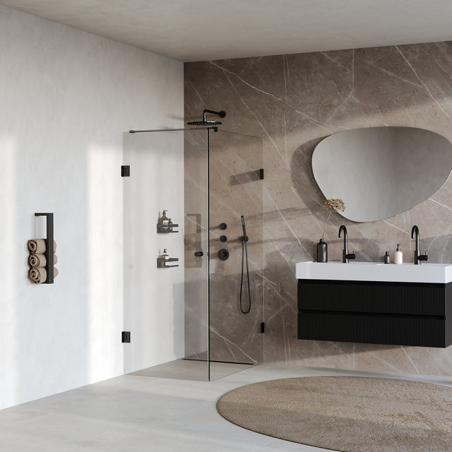 BRAUER Void Carving douchecabine met draaideur helder glas 80x120x200 incl. glascoating mat zwart GS-VOCC1H80120200MZ