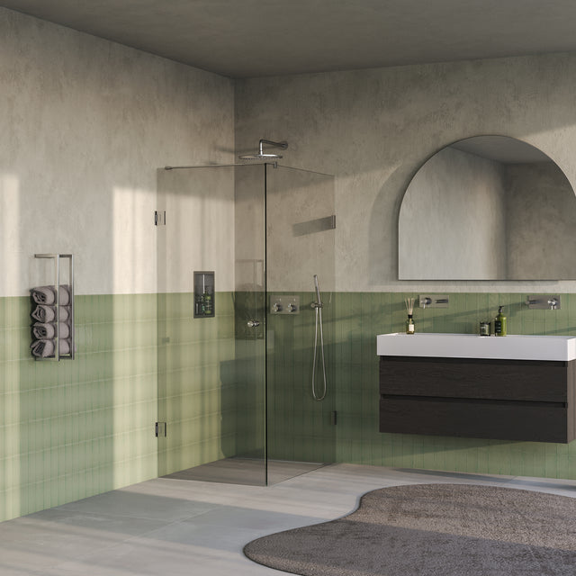 BRAUER Void Carving douchecabine met draaideur helder glas 80x120x200 incl. glascoating PVD RVS-kleurig geborsteld GS-VOCC1H80120200NG