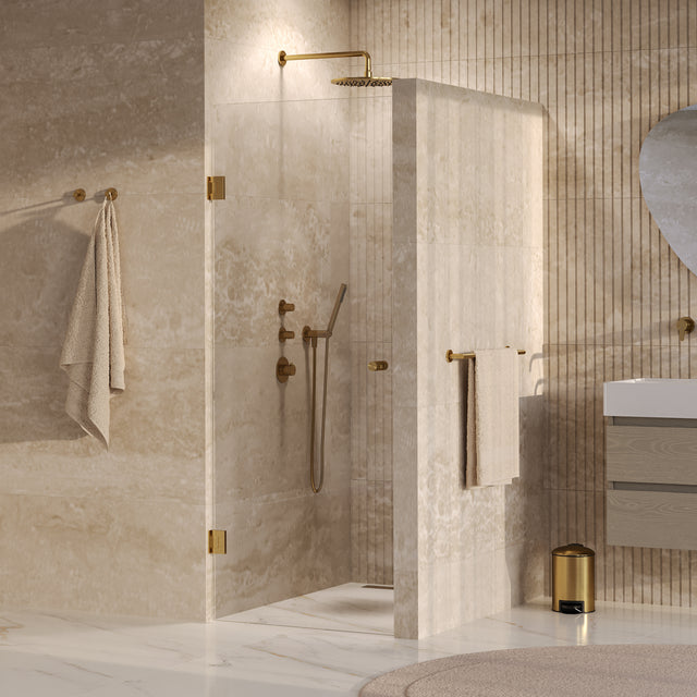 BRAUER Void Carving nisdeur helder glas 80x200 omkeerbaar incl. glascoating PVD goud geborsteld GS-VOCN1H80200GG