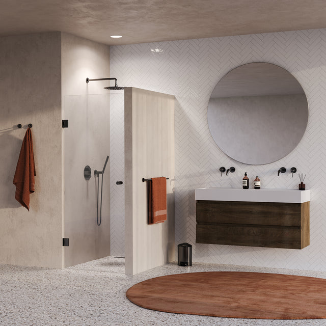 BRAUER Void Carving nisdeur helder glas 80x200 omkeerbaar incl. glascoating PVD gunmetal geborsteld GS-VOCN1H80200GM