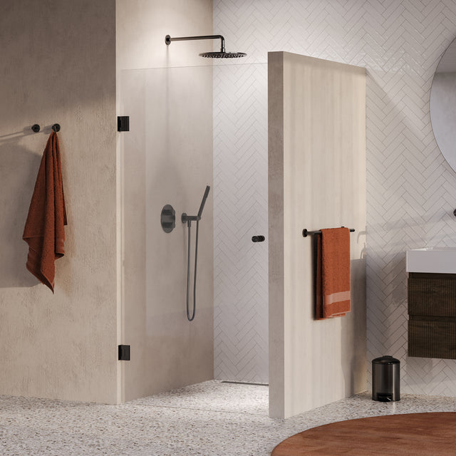 BRAUER Void Carving nisdeur helder glas 90x200 omkeerbaar incl. glascoating PVD gunmetal geborsteld GS-VOCN1H90200GM