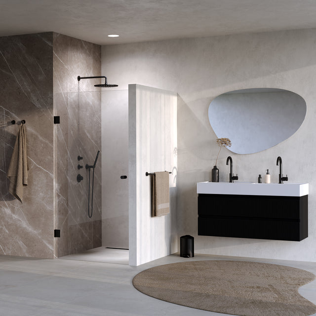 BRAUER Void Carving nisdeur helder glas 90x200 omkeerbaar incl. glascoating mat zwart GS-VOCN1H90200MZ