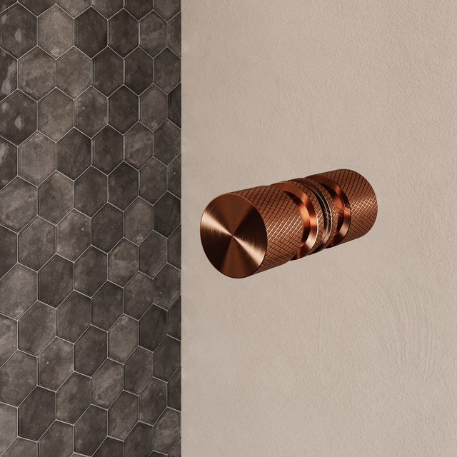 BRAUER Void Carving nisdeur 2-delig helder glas 170x200 omkeerbaar met draaideur 70 aan muur incl. glascoating PVD koper geborsteld GS-VOCN2H70100200GK