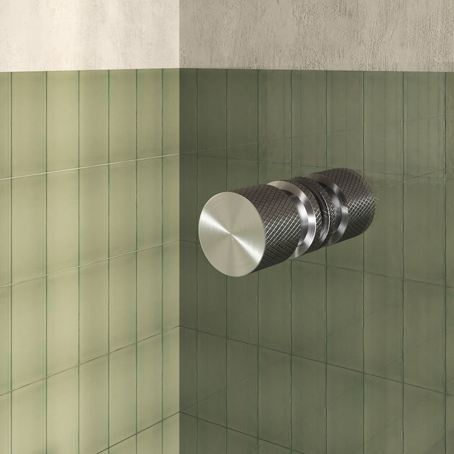 BRAUER Void Carving nisdeur 2-delig helder glas 180x200 omkeerbaar met draaideur 70 aan glas incl. glascoating PVD RVS-kleurig geborsteld GS-VOCN3H70110200NG