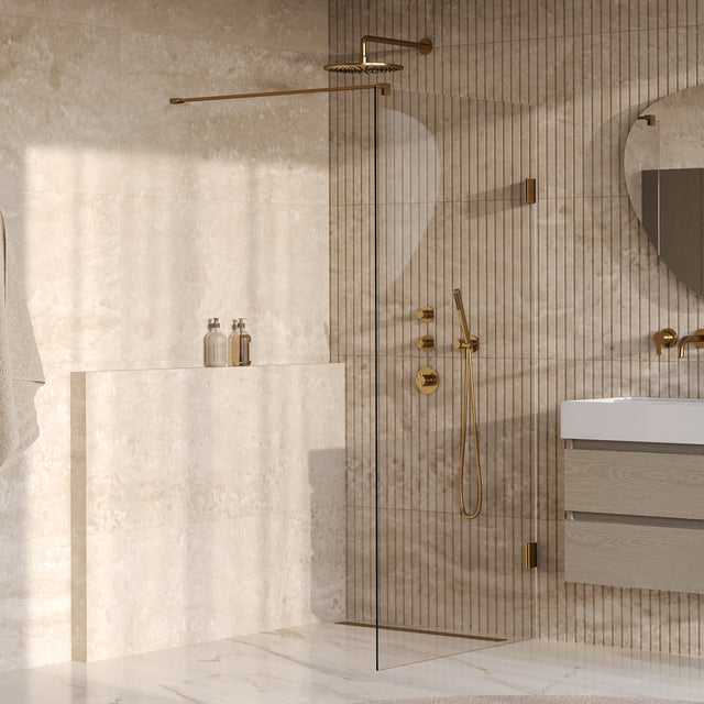 BRAUER Void inloopdouche helder glas 100x200 incl. glascoating PVD goud geborsteld GS-VOI1H100200GG