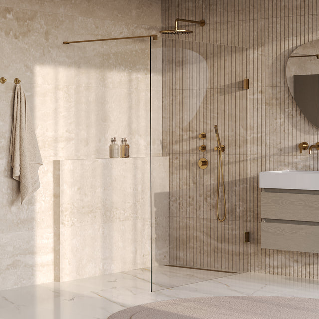 BRAUER Void inloopdouche helder glas 130x200 incl. glascoating PVD goud geborsteld GS-VOI1H130200GG