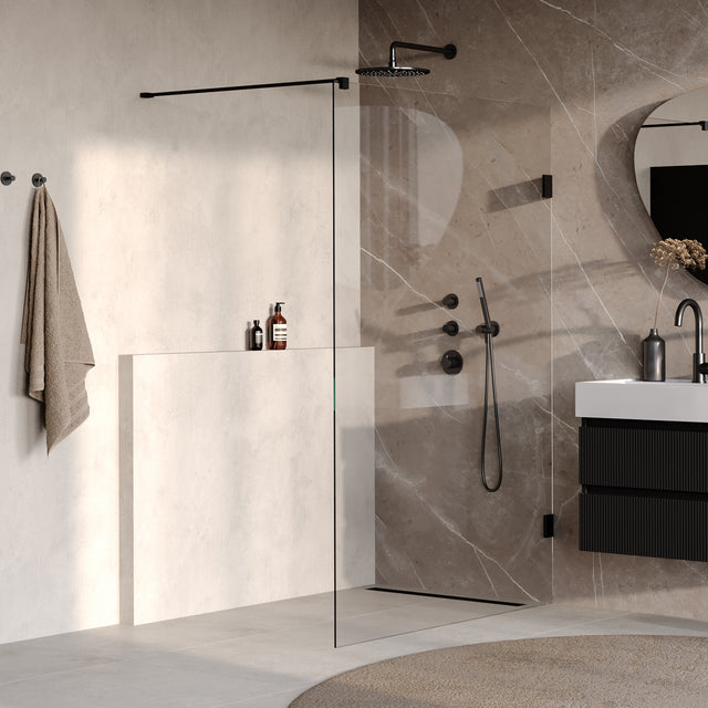 BRAUER Void inloopdouche helder glas 140x200 incl. glascoating mat zwart GS-VOI1H140200MZ