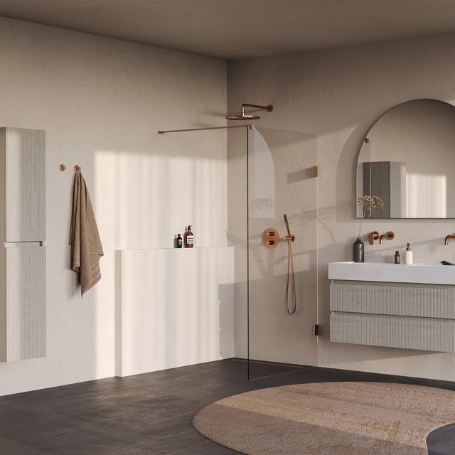 BRAUER Void inloopdouche helder glas 90x200 incl. glascoating PVD koper geborsteld GS-VOI1H90200GK