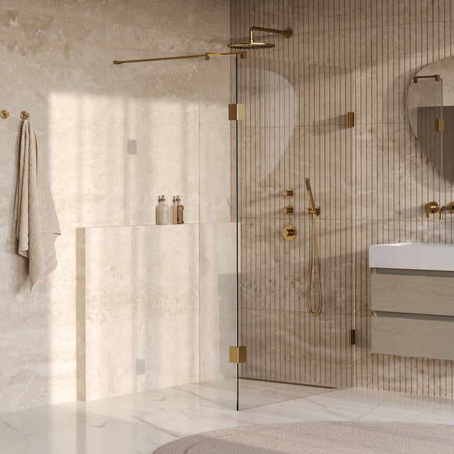 BRAUER Void inloopdouche helder glas 120x200 met 40 zijwand incl. glascoating PVD goud geborsteld GS-VOI2H12040200GG