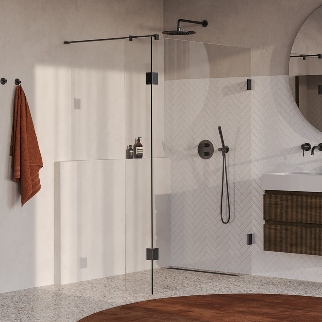 BRAUER Void inloopdouche helder glas 140x200 met 30 zijwand incl. glascoating PVD gunmetal geborsteld GS-VOI2H14030200GM