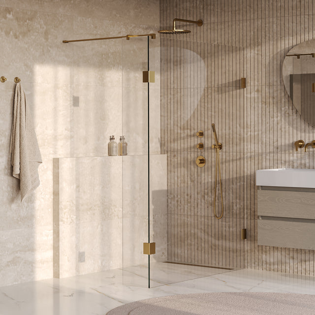 BRAUER Void inloopdouche helder glas 140x200 met 40 zijwand incl. glascoating PVD goud geborsteld GS-VOI2H14040200GG