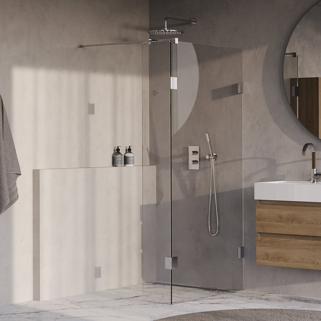 BRAUER Void inloopdouche helder glas 90x200 met 30 zijwand incl. glascoating chroom GS-VOI2H9030200CE