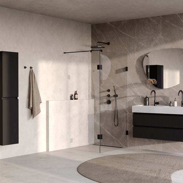 BRAUER Void inloopdouche helder glas 90x200 met 40 zijwand incl. glascoating mat zwart GS-VOI2H9040200MZ
