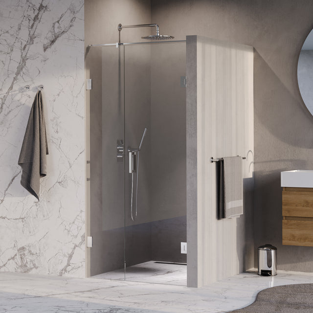 BRAUER Void nisdeur 2-delig helder glas 90x200 omkeerbaar met draaideur 60 aan muur incl. glascoating chroom GS-VON2H6030200CE