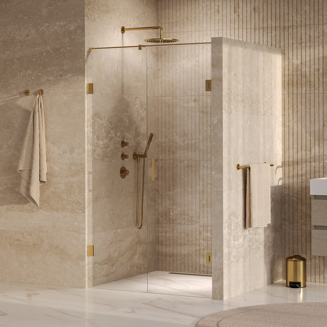 BRAUER Void nisdeur 2-delig helder glas 120x200 omkeerbaar met draaideur 60 aan muur incl. glascoating PVD goud GS-VON2H6060200GG