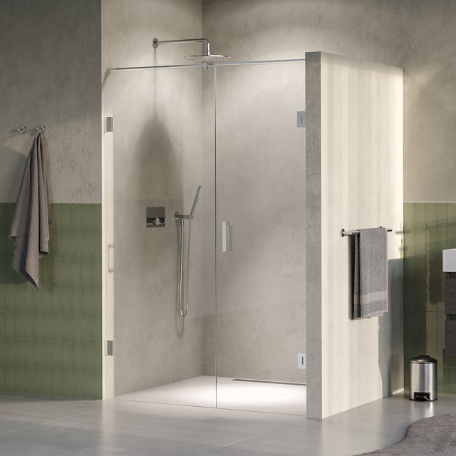 BRAUER Void nisdeur 2-delig helder glas 130x200 omkeerbaar met draaideur 60 aan muur incl. glascoating PVD RVS-kleurig GS-VON2H6070200NG