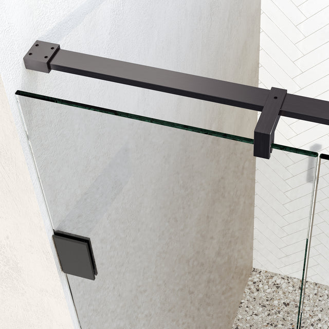 BRAUER Void nisdeur 2-delig helder glas 180x200 omkeerbaar met draaideur 70 aan muur incl. glascoating PVD gunmetal GS-VON2H70110200GM