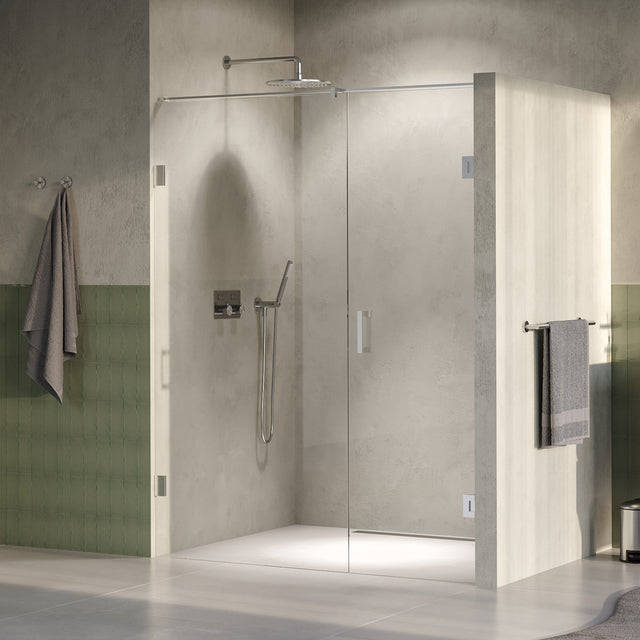 BRAUER Void nisdeur 2-delig helder glas 160x200 omkeerbaar met draaideur 70 aan muur incl. glascoating PVD RVS-kleurig GS-VON2H7090200NG