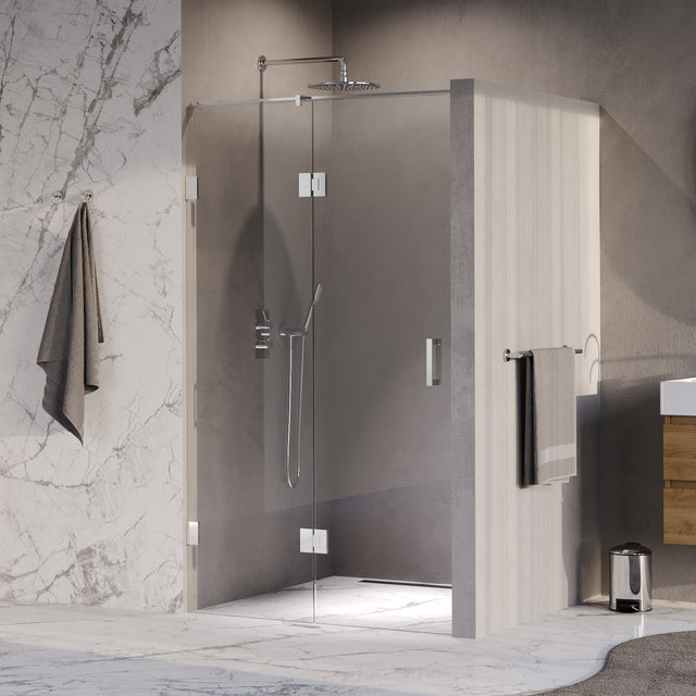 BRAUER Void nisdeur 2-delig helder glas 110x200 omkeerbaar met draaideur 60 aan glas incl. glascoating chroom GS-VON3H6050200CE