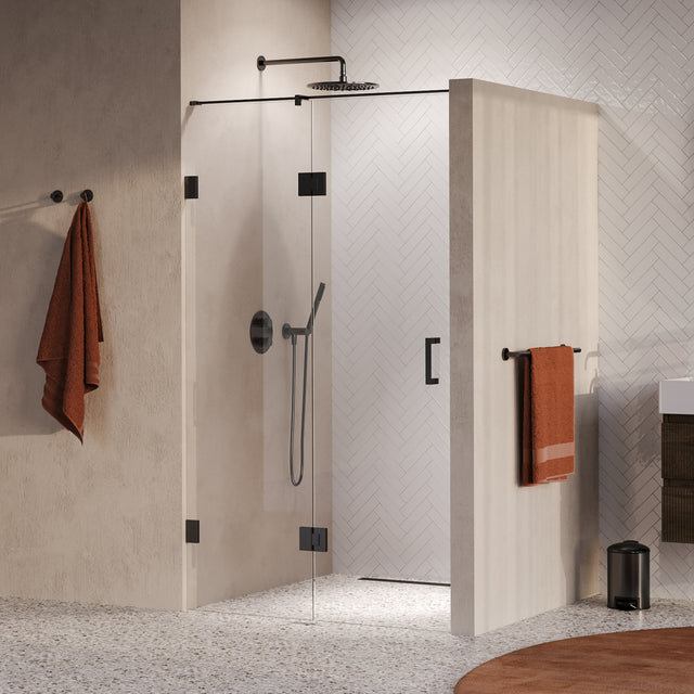 BRAUER Void nisdeur 2-delig helder glas 120x200 omkeerbaar met draaideur 60 aan glas incl. glascoating PVD gunmetal GS-VON3H6060200GM