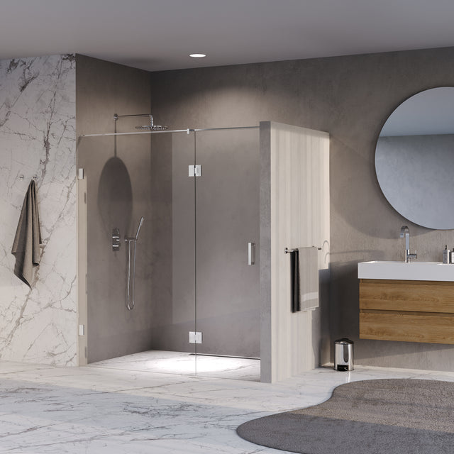 BRAUER Void nisdeur 2-delig helder glas 170x200 omkeerbaar met draaideur 70 aan glas incl. glascoating chroom GS-VON3H70100200CE