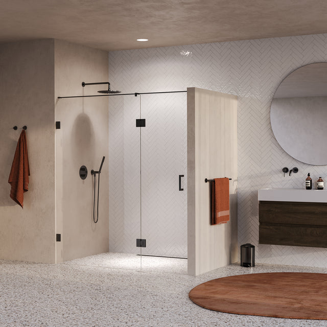 BRAUER Void nisdeur 2-delig helder glas 170x200 omkeerbaar met draaideur 70 aan glas incl. glascoating PVD gunmetal GS-VON3H70100200GM