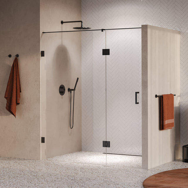 BRAUER Void nisdeur 2-delig helder glas 180x200 omkeerbaar met draaideur 70 aan glas incl. glascoating PVD gunmetal GS-VON3H70110200GM