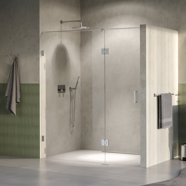 BRAUER Void nisdeur 2-delig helder glas 180x200 omkeerbaar met draaideur 70 aan glas incl. glascoating PVD RVS-kleurig GS-VON3H70110200NG