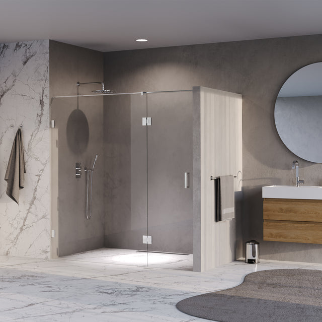 BRAUER Void nisdeur 2-delig helder glas 190x200 omkeerbaar met draaideur 70 aan glas incl. glascoating chroom GS-VON3H70120200CE