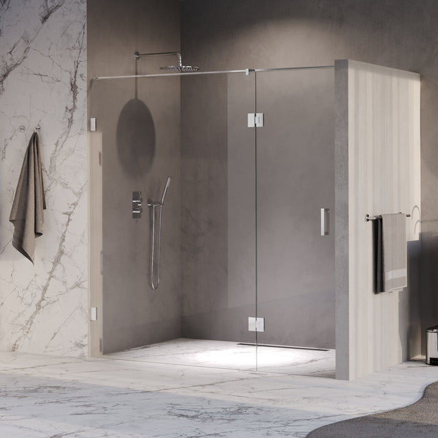 BRAUER Void nisdeur 2-delig helder glas 200x200 omkeerbaar met draaideur 70 aan glas incl. glascoating chroom GS-VON3H70130200CE