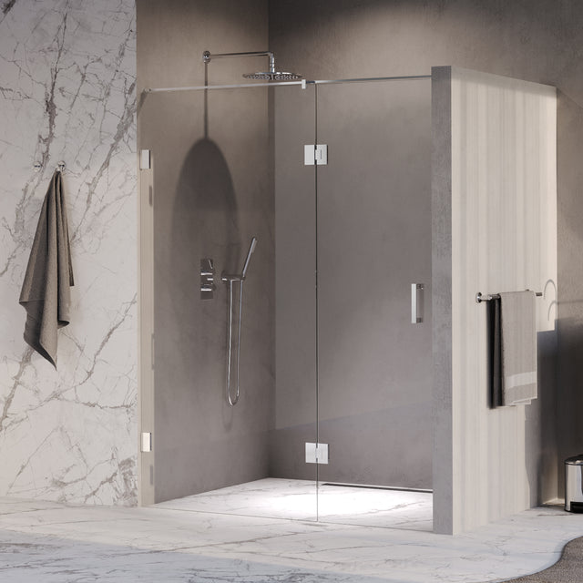 BRAUER Void nisdeur 2-delig helder glas 150x200 omkeerbaar met draaideur 70 aan glas incl. glascoating chroom GS-VON3H7080200CE