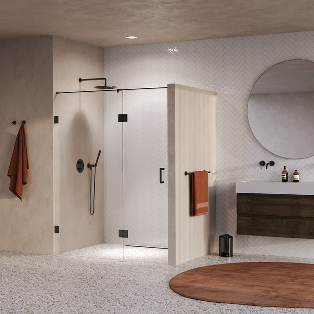 BRAUER Void nisdeur 2-delig helder glas 150x200 omkeerbaar met draaideur 70 aan glas incl. glascoating PVD gunmetal GS-VON3H7080200GM