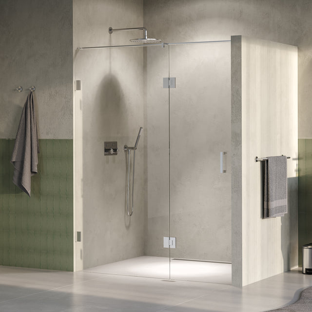 BRAUER Void nisdeur 2-delig helder glas 150x200 omkeerbaar met draaideur 70 aan glas incl. glascoating PVD RVS-kleurig GS-VON3H7080200NG