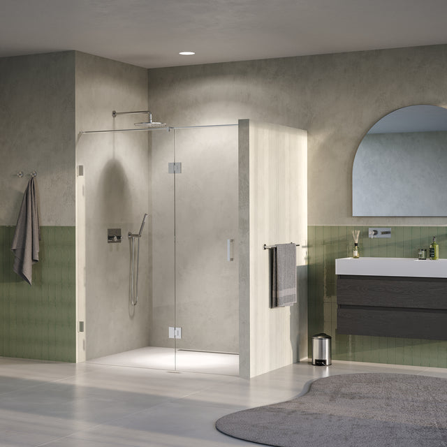 BRAUER Void nisdeur 2-delig helder glas 150x200 omkeerbaar met draaideur 70 aan glas incl. glascoating PVD RVS-kleurig GS-VON3H7080200NG