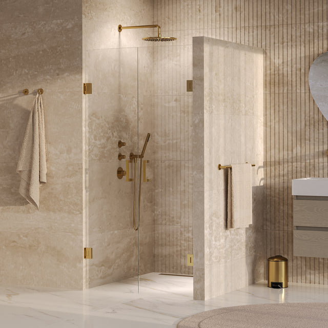 BRAUER Void pendeldeuren helder glas 90x200 incl. glascoating PVD goud geborsteld GS-VON4H90200GG