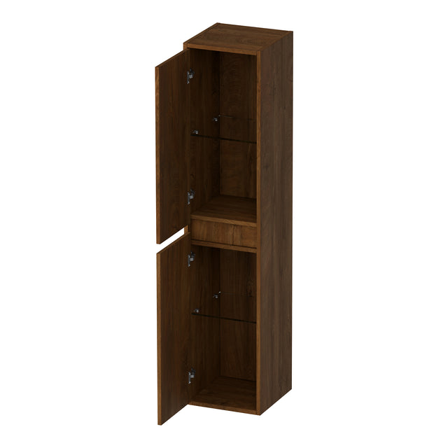 BRAUER Adore Wavy hoge kast 160 met 2 deuren greeploos links- of rechtsdraaiend Forest Cacao HK-ADW160FC