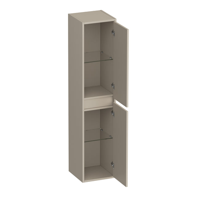 BRAUER Adore Wavy hoge kast 160 met 2 deuren greeploos links- of rechtsdraaiend mat beige HK-ADW160MB